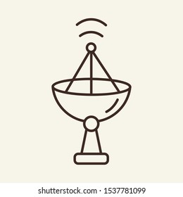 Satellite antenna line icon. Dish, antenna, connection, signal. Communication service concept. Vector illustration can be used for topics like communication, telephony, voice connection