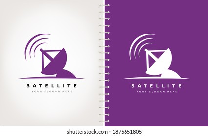 Satellite antenna logo vector design. Reception and transmission of radio signals.