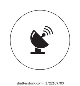 Antena satelital, icono vectorial de tecnología de red