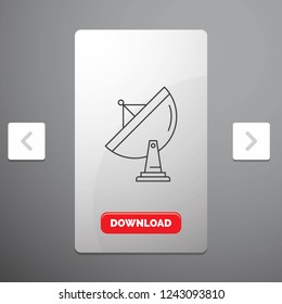 satellite, antenna, radar, space, dish Line Icon in Carousal Pagination Slider Design & Red Download Button