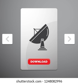 satellite, antenna, radar, space, dish Glyph Icon in Carousal Pagination Slider Design and Red Download Button