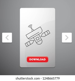 satellite, antenna, radar, space, Signal Line Icon in Carousal Pagination Slider Design & Red Download Button