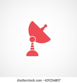 Satellite Antenna Red Icon On White Background