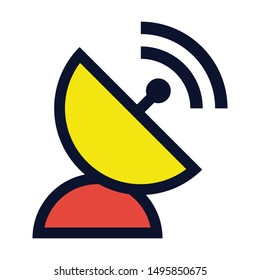 Satellite Antenna. Simple Vector Color Icon.