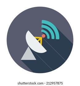 Satellite antenna. Single flat color icon. Vector illustration.