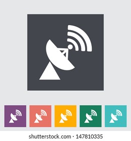 Satellite antenna. Single flat icon. Vector illustration.