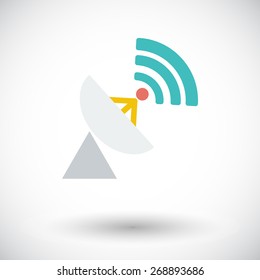 Satellite antenna. Single flat icon on white background. Vector illustration.