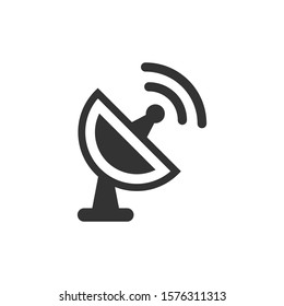 Satellite antenna tower icon in flat style. Broadcasting vector illustration on white isolated background. Radar business concept.