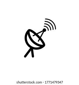 Icono de torre de antena satelital en estilo plano. vector