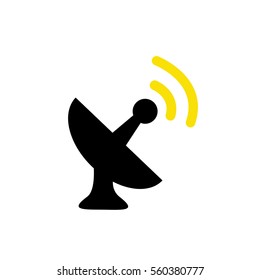 Satellite antenna with two waves icon illustration isolated in a white background
