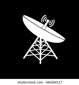 satellite antenna vector icon isolated on black