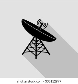 satellite antenna vector icon with long shadow