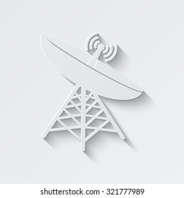 satellite antenna vector icon - paper illustration