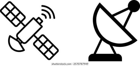 "Satellite Antenna Vector Icon Set - Connecting the World with Precision"