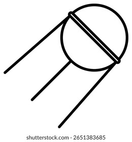 Ícone do aparelho de satélite Vetor de sinal plano com contorno preto e branco