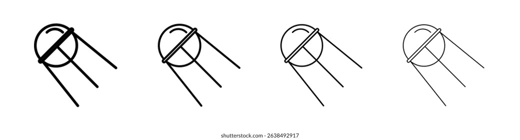 Satellite apparatus icon Outline sign symbol set