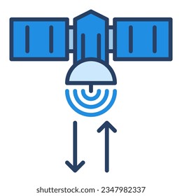 Satélite con vector Flechas Concepto de Internet global icono azul o elemento de diseño