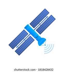 The satellite. Artificial satellites orbiting the planet Earth, GPS. Vector stock illustration.