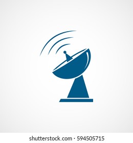 Satellite Blue Flat Icon On White Background