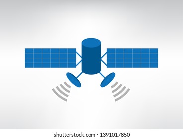 satellite blue icon vector illustration