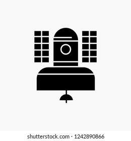 Satellite, broadcast, broadcasting, communication, telecommunication Glyph Icon. Vector isolated illustration