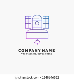 Satellite, broadcast, broadcasting, communication, telecommunication Purple Business Logo Template. Place for Tagline