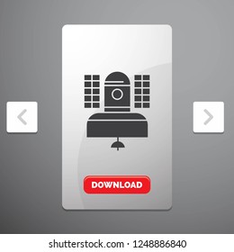 Satellite, broadcast, broadcasting, communication, telecommunication Glyph Icon in Carousal Pagination Slider Design & Red Download Button