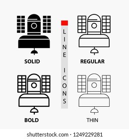 Satellite, broadcast, broadcasting, communication, telecommunication Icon in Thin, Regular, Bold Line and Glyph Style. Vector illustration