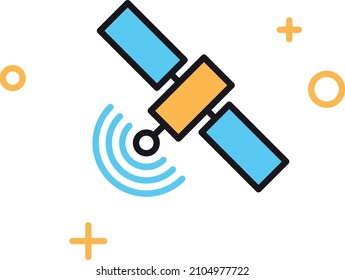 Satellite broadcasting in space. Orbital station transmitting radio signal