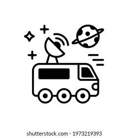 Satellite Bus vector outline icon. space symbol eps 10 file