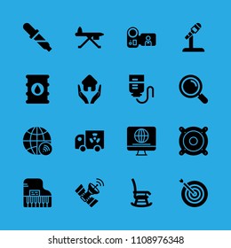 satellite, camcorder, television, ironing board, worldwide, piano, transportation, home insurance and pipette vector icon. Simple icons set