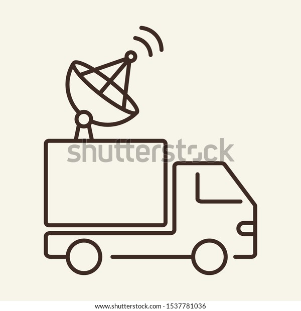 Satellite car\
line icon. Dish, connection, signal, truck. Communication service\
concept. Vector illustration can be used for topics like\
communication, telephony, voice\
connection