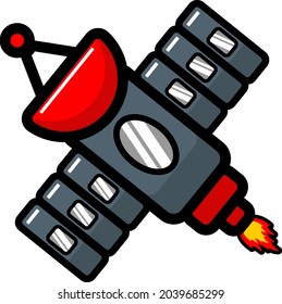 satellite cartoon space doodle concept art design vector illustration kawaii