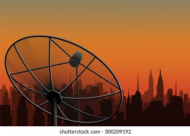 satellite cityscape sunrise vector