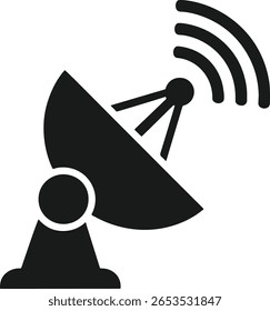 Vetor de tecnologia de antena de ícone de comunicação por satélite para telecomunicações e transmissão com transmissão sem fio