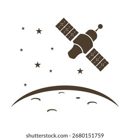 Diseño de icono de espacio de comunicación satelital