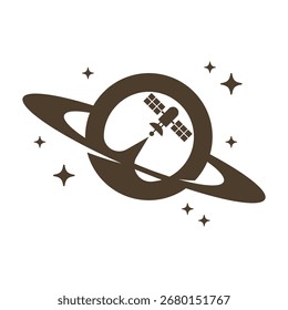 Diseño de icono de espacio de comunicación satelital