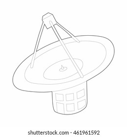 Satellite communication station icon in outline style on a white background