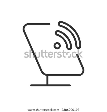 Satellite communication system terminal, linear icon. Satellite Internet. Line with editable stroke