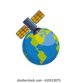 Satellite communication technology icon vector illustration graphic design