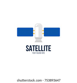 Satellite Communication And Transmission Emblem, Vector Logo Template