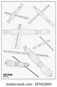 Satellite communications. wireframe vector