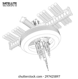 Satellite communications. wireframe vector