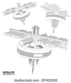Satellite communications. wireframe vector