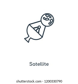 Satellite concept line icon. Linear Satellite concept outline symbol design. This simple element illustration can be used for web and mobile UI/UX.