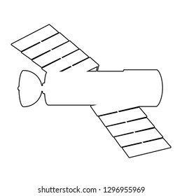 Satellite concept for space design for print, illustration and coloring book page for kids and adults - Vector Graphic