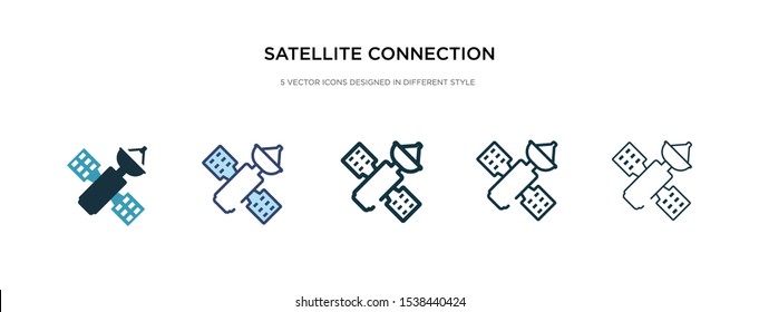 satellite connection icon in different style vector illustration. two colored and black satellite connection vector icons designed in filled, outline, line and stroke style can be used for web,