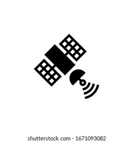 Icono de conexión satelital vectorial en negro de diseño plano sólido aislado en fondo blanco