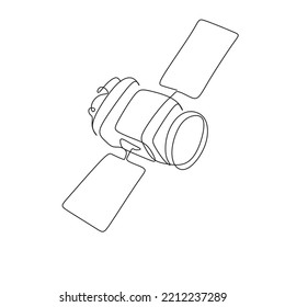 satellite continuous one line drawing. Vector illustration