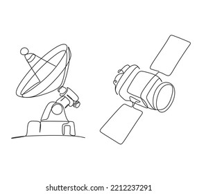 trazado continuo de una línea por satélite. Ilustración del vector